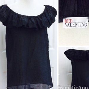 RED Valentino Ruffle black light fabric Top sz 6